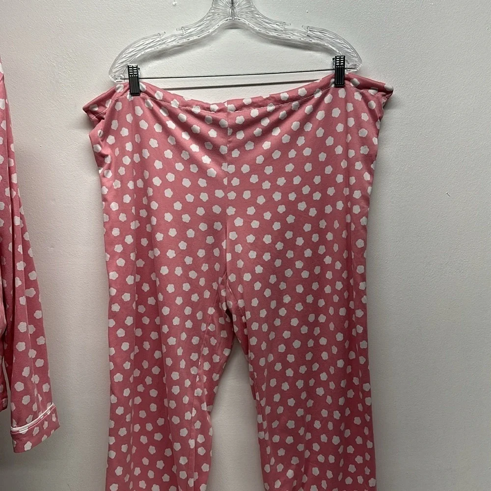 Kate Spade Pajama Set 2 Piece Long Sleeve Button Down Shirt Pants Pink Large
